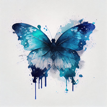 Watercolor illustration with a beautiful butterfly. Generative AI