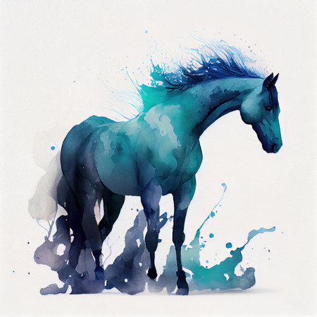 Beautiful horse. Watercolor illustration with an animal. Generative AIの写真素材