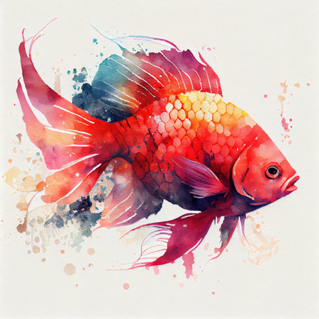 Colorful fish. Watercolor illustration with a beautiful animal. Generative AIの写真素材