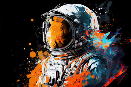 Astronaut in space suit. Beautiful colorful illustration. style. Generative AIの写真素材