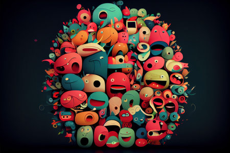 Bunch of people. Funny abstract disproportionate man. Beautiful colorful illustration. style. Generative AIの写真素材