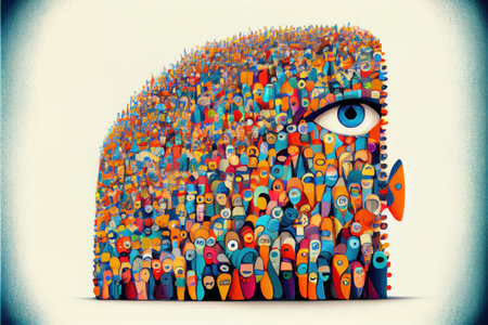 Bunch of funny people. Beautiful colorful illustration. style. Generative AIの写真素材