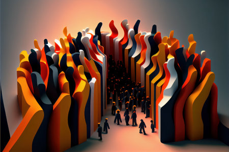 Funny abstract disproportionate people. Beautiful colorful picture. Generative AIの写真素材