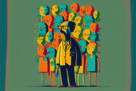 Bunch of funny people. Beautiful colorful illustration. style. Generative AIの写真素材