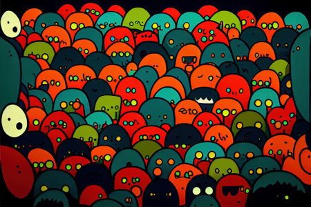 Bunch of funny people. Beautiful colorful illustration. style. Generative AIの写真素材