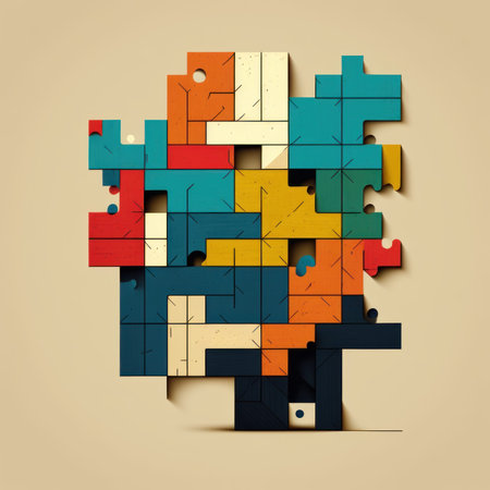 Minimalistic art of puzzle. Beautiful colorful illustration.  style. Generative AI