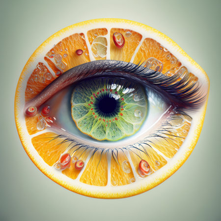 Abstract picture of a citrus eye, ai generatedの写真素材