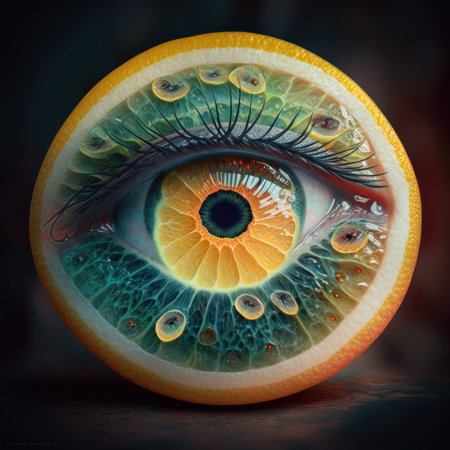 Abstract picture of a citrus eye, ai generatedの写真素材