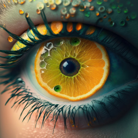Abstract picture of a citrus eye, ai generatedの写真素材