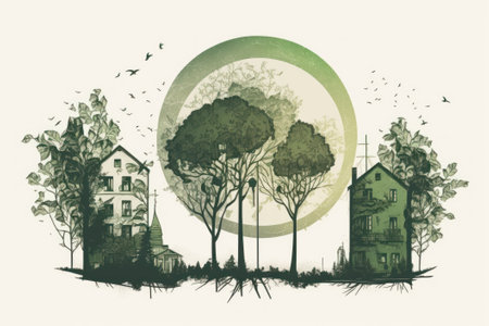 Ecology concept with green planet earth, World environment and sustainable development concept, AI generatedの写真素材