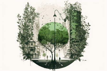 Ecology concept with green planet earth, World environment and sustainable development concept, AI generatedの写真素材