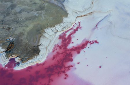 Aerial view of majestic landscapes of Jarilgach island in Ukraineの写真素材