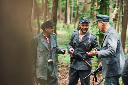 TERNOPIL, UKRAINE - June 2020 UPA Ukrainian Insurgent Army movie filming. Pictures of backstage....