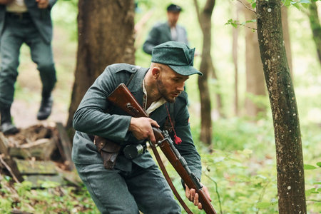 TERNOPIL, UKRAINE - June 2020 UPA Ukrainian Insurgent Army movie filming. Pictures of backstage....