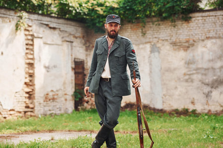 TERNOPIL, UKRAINE - June 2020 UPA Ukrainian Insurgent Army movie filming. Pictures of backstage....