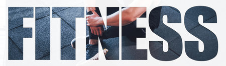 Fitness word with human inside that have a day in gymの写真素材