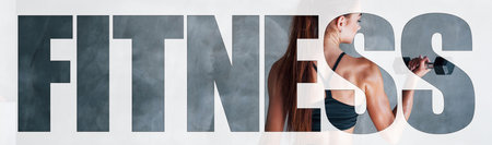 Fitness word with woman inside that have a day in gymの写真素材