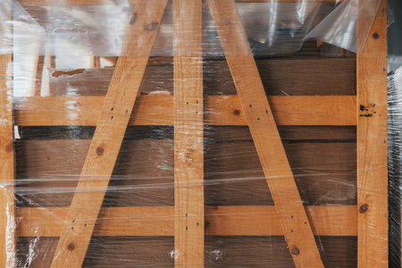 Construction materials indoors in the modern unfinished buildingの写真素材