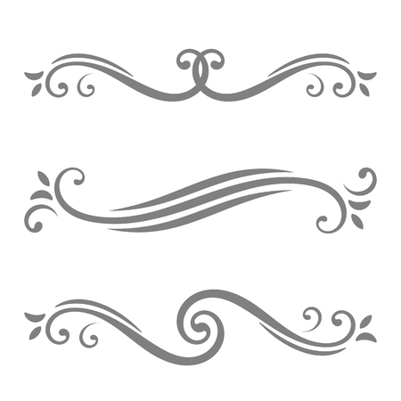 Collection of vector calligraphic lines ornaments or dividers. Retro styleのイラスト素材