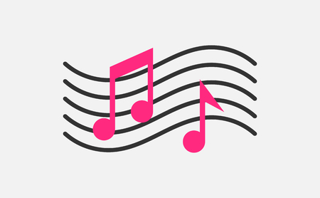 Stave and notes. Modern flat style. Vector iconのイラスト素材