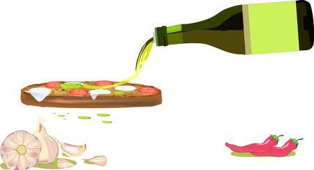 Oil and garlic breadのイラスト素材