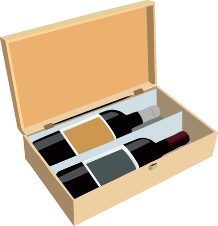 Wooden Box with Bottlesのイラスト素材