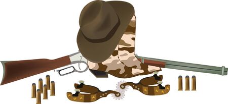 boots and hat with gunのイラスト素材