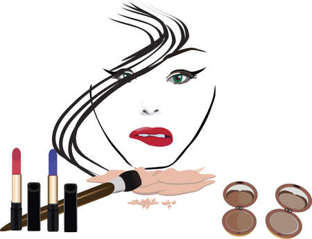 cosmetics with female figureのイラスト素材