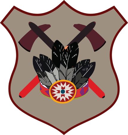 Indian headdress logo emblem and axのイラスト素材