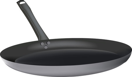 Black pan with handleのイラスト素材