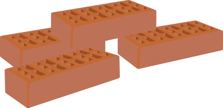 bricks for the construction and the building in terracottaのイラスト素材