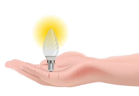 Palm of your hand with the light bulb currentのイラスト素材
