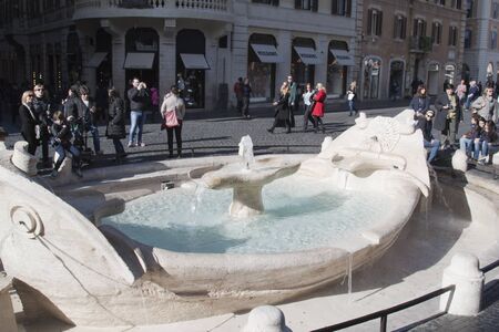 historical monument of the old tub of Bernini fountain romeのeditorial素材