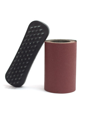 Sandpaper to smooth with wire brush for removing paintの写真素材