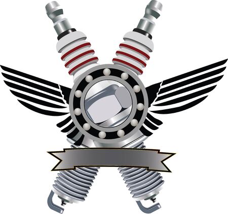 Sign and symbol motorcycle mechanic with candleのイラスト素材