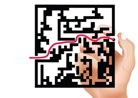 winding road maze indication of the solution and routeのイラスト素材