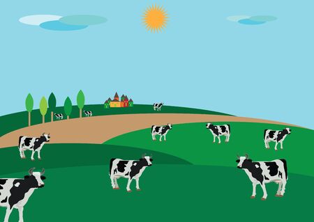 peasant countryside with grazing anのイラスト素材