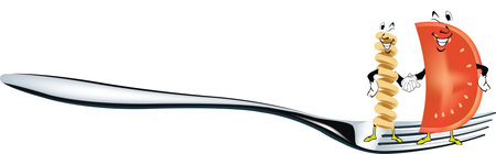 fork with tomato and pastaのイラスト素材