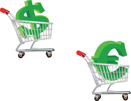 shopping euro dollar spendingのイラスト素材