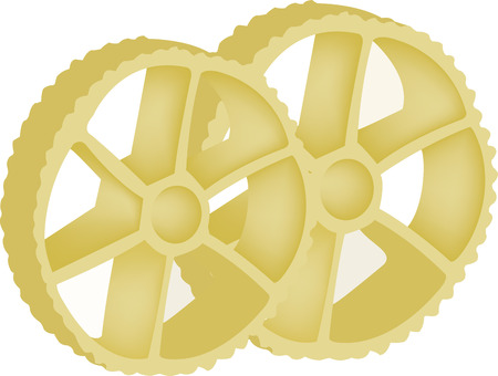Yellow durum wheat wheel-shaped pastaのイラスト素材