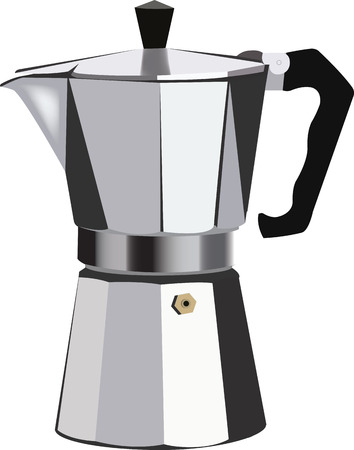 Italian coffee pot in aluminum to filter the coffeeのイラスト素材