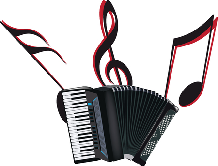 black breath accordion musical instrument on white backgroundのイラスト素材