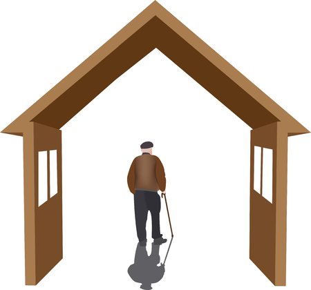 symbol home with elderly person ages symbol home with elderly person ages