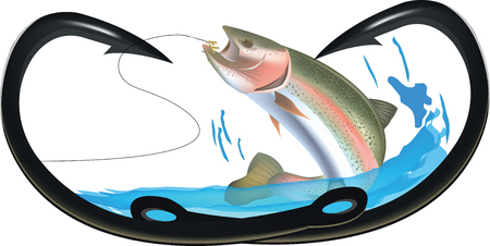 Hooks to heart fishing predatory fishのイラスト素材