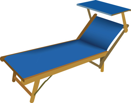 Beach deck chair in blue colorのイラスト素材
