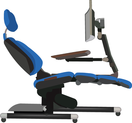 office chair with computer and keyboardのイラスト素材