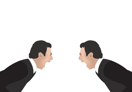 Agitated people screaming on white background, vector illustration.のイラスト素材