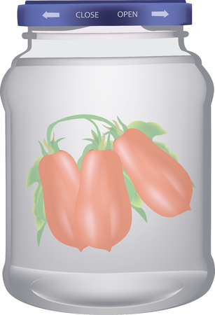 hermetic glass jar with tomatoesのイラスト素材