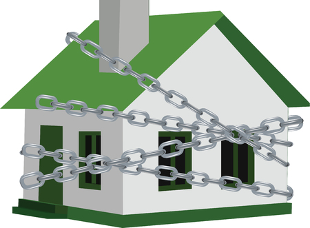 Home with chained, closed.のイラスト素材