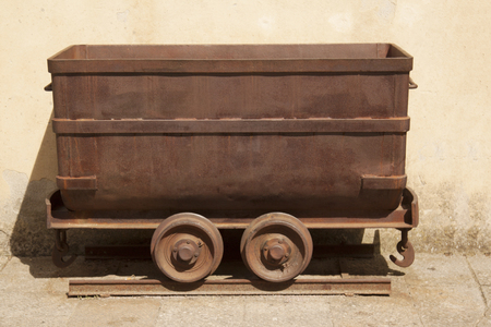 Old and rusty metal mining cart for miningの写真素材